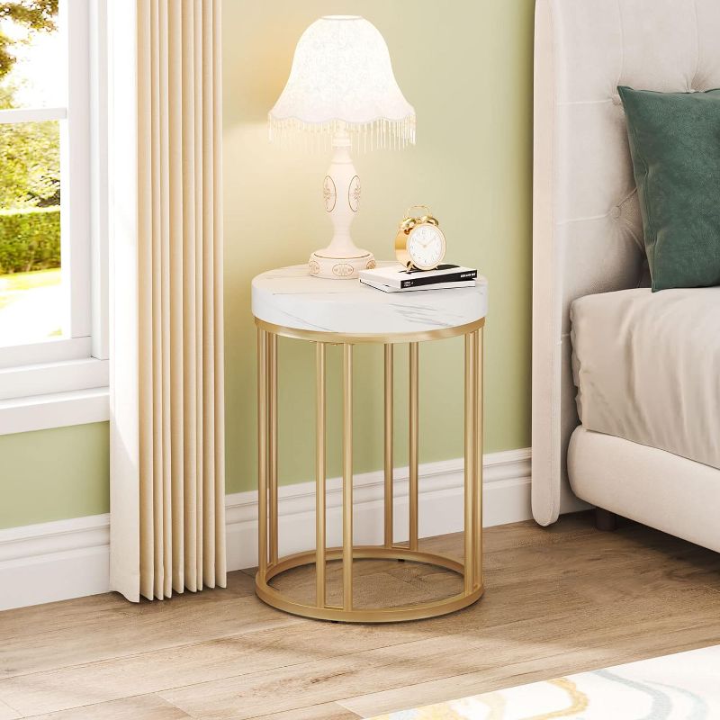 Tribesigns Wooden Circle C Round Accent Table, 4 of 6