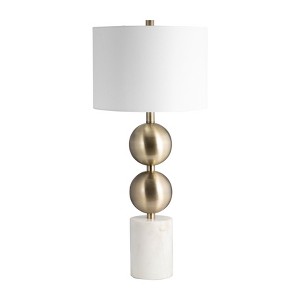 SAGEBROOK HOME 30" Stacking Orbs Marble Table Lamp Gold/White: UL Listed, Polyester Shade, Iron Body - 1 of 4