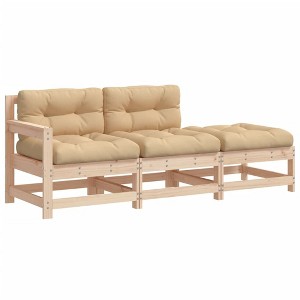 vidaXL Patio Lounge Set with Cushions Outdoor Furniture Set 7 Piece Solid Wood - Natural Pine - 1 of 4