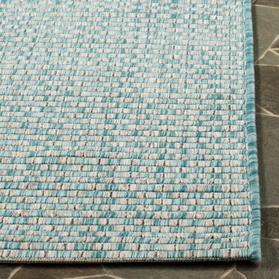 Light Blue and Grey Rectangular Synthetic Indoor/Outdoor Rug