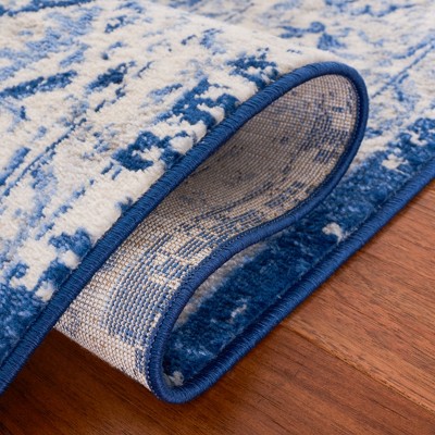 Brentwood Blue and Ivory Hand-Knotted Synthetic Area Rug 4' x 6'