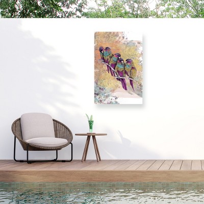 Trademark Fine Art - The Tangled Peacock Purple Parrots Matted Framed Art