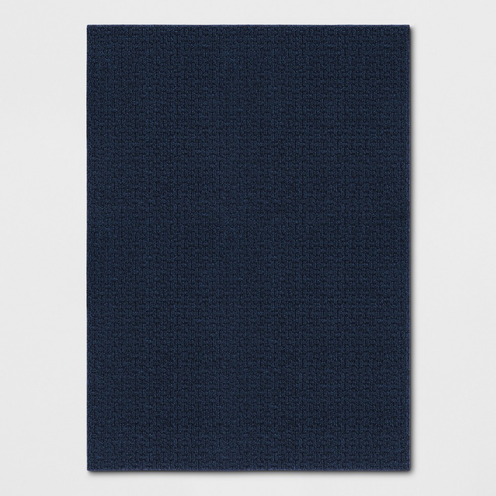 4'x5'6" Washable Solid Machine Tufted Accent Rug Blue - Threshold™: Skid-Resistant, Low Pile, Indoor Use