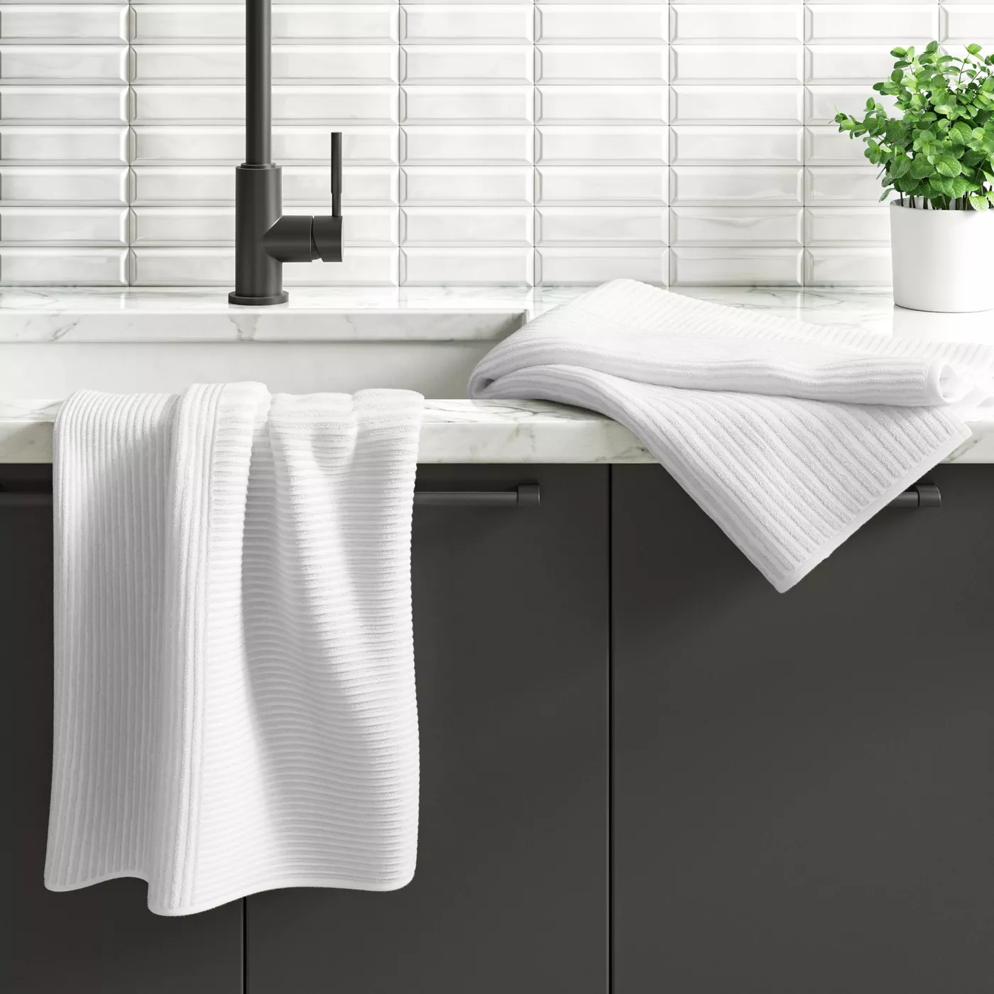 2pk Cotton Solid Ribbed Terry Kitchen Towels - Project 62™ - image 2 of 4