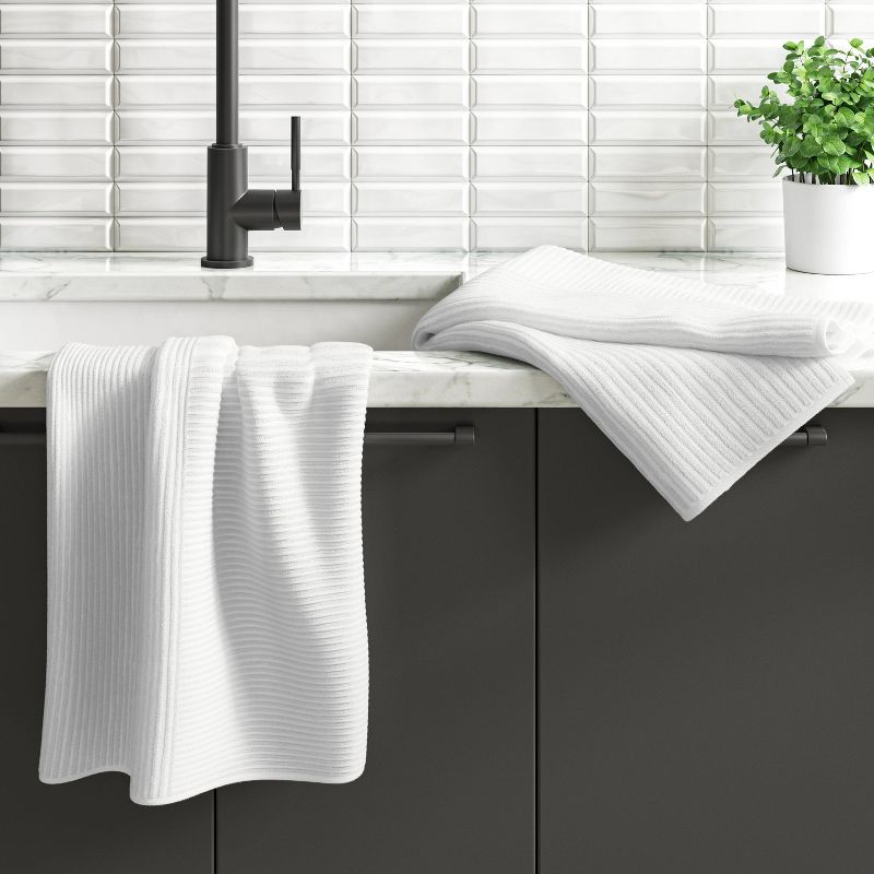 2pk Cotton Solid Ribbed Terry Kitchen Towels - Threshold™, 3 of 8