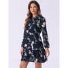 INSPIRE CHIC Women's Summer Floral Layered Tie V-Neck Semi-Sheer Long Sleeve Mini Dress - 2 of 4