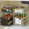 Pantry Kitchen Organiser Sauce Rack Spice Storage with sliding drawers in Carbon Steel White 33cm - 2 of 4