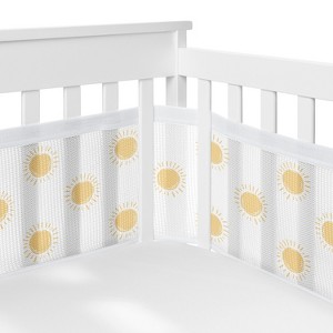 Sweet Jojo Designs + BreathableBaby Boy, Girl, Unisex/Gender Neutral Breathable Mesh Crib Liner Pad Boho Sun Orange and White - 1 of 4