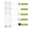Syemin Decorative Storage Cabinets 4 Tier Glass Display Cabinet, Glass Cabinet with Wheels, Floor Standing Storage Cabinet, White, 15.8"*14.2"*62.3" - 4 of 4