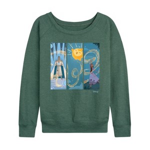 Women's - Disney - Character Panels King, Star, & Asha Lightweight French Terry Wide Neck Long Sleeve Shirt - 1 of 4