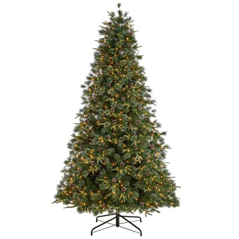 Nearly Natural 9-ft Snowed Tipped Clermont Pine Artificial Christmas ...