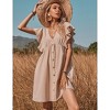 Women's Flutter Sleeve Mini Dress Button Detail Babydoll Sundress Casual Summer Dress - 2 of 4
