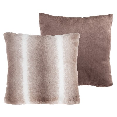 Hastings Home Set of Faux Rabbit Fur Pillows, Gray