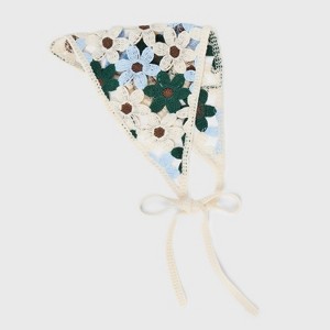 Knitted Flowers Headscarf - Wild Fable™ Ivory/Blue/Brown/Green - 1 of 4