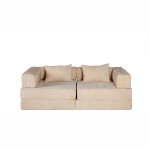 TIRAMISUBEST 39 inch Compression Sofa Chenille Foldable Floor Bed Fixed Frame 1-3 Seater Boneless Modular Living Room - 1 of 4