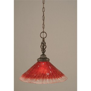 Toltec Lighting Elegante 1 - Light Pendant in  Dark Granite with 16" Raspberry Crystal Shade - 1 of 1
