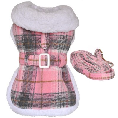 Fleece-lined Dog Harness Coat - Pink & White Plaid(2x-large) : Target