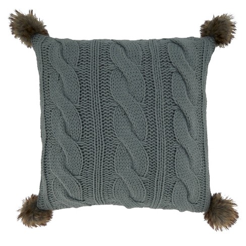 Grey knit throw clearance pillow