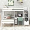 Modern Twin Over Twin Loft Bed With Desk Shelves Staircase Storage Drawers, Versatile High Loft Bed Frame With Safety Guardrails Ladder For Kids Teens - 2 of 4