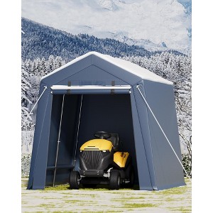 Outdoor Storage Shed 7x10 FT Carport with Roll-Up Zipper Door & Window, Waterproof & UV Resistant Portable Garage for Motorcycle, Bike, and Tools - 1 of 4