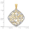 Black Bow Jewelry 14k Yellow Gold & White Rhodium Vine Filigree Rhombus Pendant, 25mm - 4 of 4