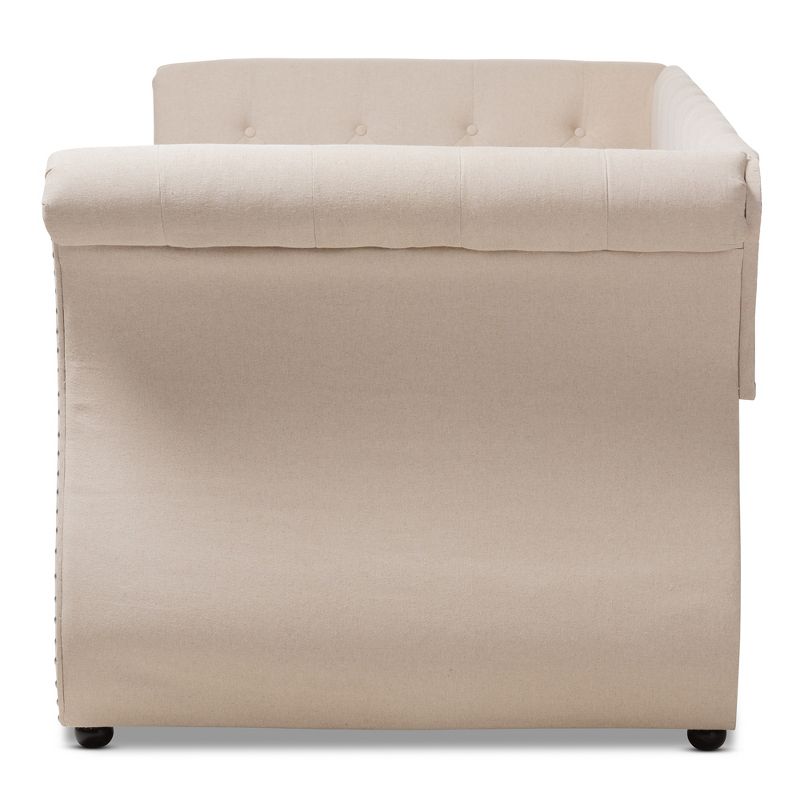 Twin Cherine Classic and Contemporary Fabric Upholstered Daybed with Trundle Beige - Baxton Studio, 4 of 13