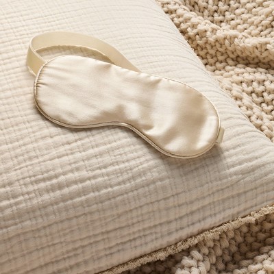 Solid Silk Eye Mask Natural - Casaluna™: Adjustable, Hand Washable, Polyester Filled, OEKO-TEX Certified