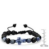 Steeltime Men's Blue stone and black beads drawstring beaded bracelet - 3 of 4
