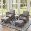 Belord 5 Pieces Patio Furniture Set, All Weather Brown Wicker Outdoor Conversation Set with PE Wicker Rattan Patio Chairs, Ottomans, Side Table - 2 of 4