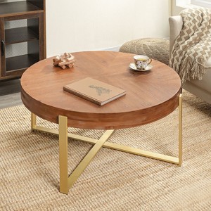 NicBex Cylinder Coffee Table Set of 2 Simple Wooden End Table with Vertical Texture Relief Design for Living Room, Bedroom - 1 of 4