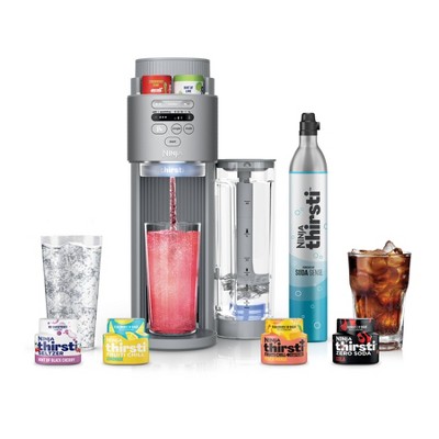 Ninja Thirsti Max Custom Hydration System Silver WC2002: Soda Maker, 60L Cartridge, Dishwasher-Safe, Thirsti Pods Compatible