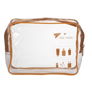 Unique Bargains Women's Transparent Waterproof Business Travel Makeup Bag Brown 1 Pc - 1 of 4