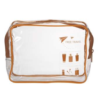 Unique Bargains Women's Transparent Waterproof Business Travel Makeup Bag Brown 1 Pc