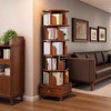 Lycvki Walnut Brown Wood 360 Display Rotating Bookshelf with Wheels - 3 of 4
