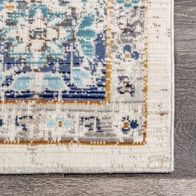 Ainsley Blue Distressed Medallion 3x5 Area Rug