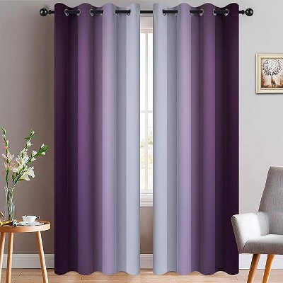 Yakamok Greyish White and Purple Ombre Curtains(52x84 Inch, 2 Panels)