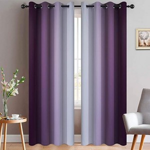Yakamok Greyish White and Purple Ombre Curtains(52x84 Inch, 2 Panels) - 1 of 1