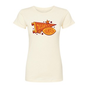 Women's Instant Message Tailgate Champions Fitted Graphic T-Shirt - Natural - Large - 1 of 4