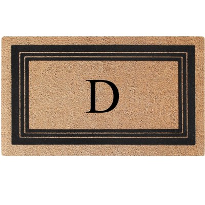 A1HC Natural Coir and PVC Backing 18"x30" Classic Border Monogrammed Flock Door Mat, Anti-Shed Doormat