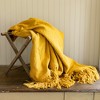 Hand Woven Fringed Throw Blanket Mustard Cotton by Foreside Home & Garden - 2 of 4