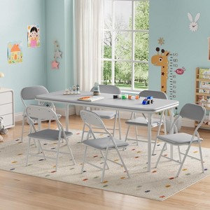 Nasitip 7 Piece Folding Kids Table and Chairs Set,Activity Table and Chairs Set for Dining Room,Daycare,Classrooms - 1 of 4