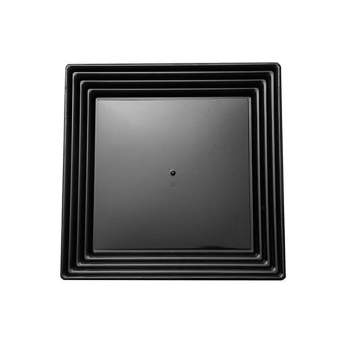 Smarty Had A Party 12" x 12" Black Square with Groove Rim Plastic Serving Trays (24 Trays)
