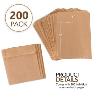 Stock Your Home Kraft Brown Paper Sandwich Bags (200 Pack) - 1 of 4