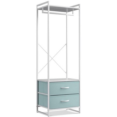 Sorbus Clothing Rack With 2 Drawers wood Top Steel Frame And Fabric Drawers Storage Organizer For Hanging Shirts Dresses And More aqua Target