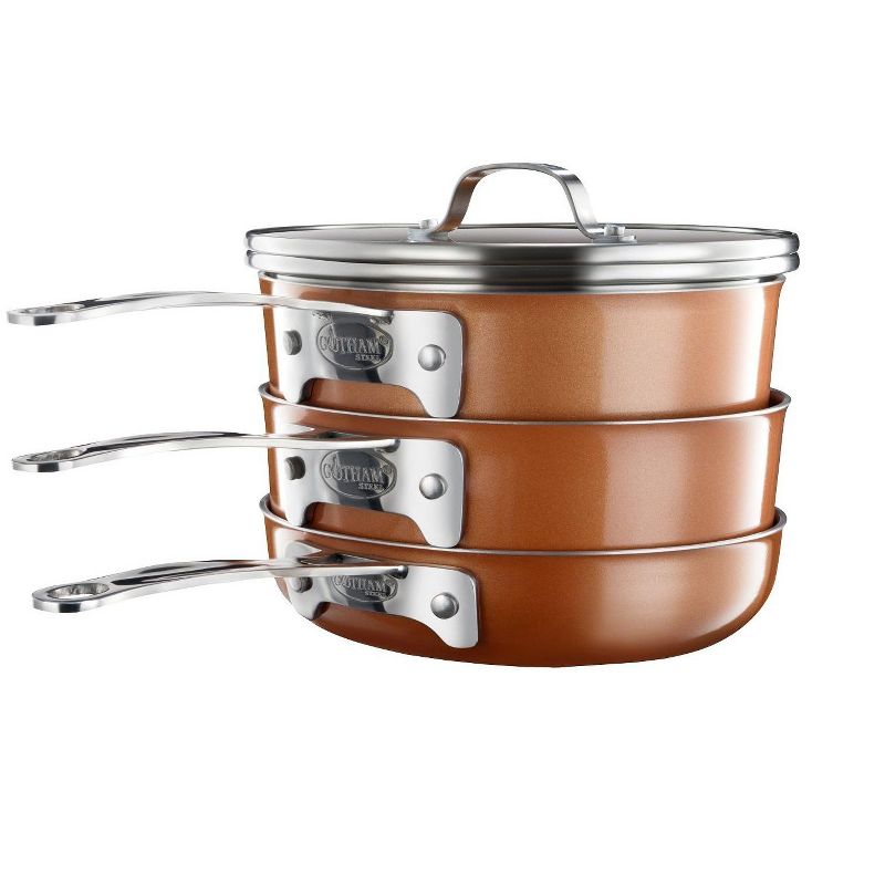 Gotham Steel Stackmaster 8 Piece 7'' and 10'' Copper Space Saving Nonstick Cookware Set, 2 of 7