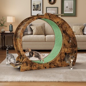 COZONY Cat Exercise Wheel for Indoor Cats 48" Large Running Wheel with 3-Level Jumping Tower, Quiet Treadmill for Multiple Cats - 1 of 4