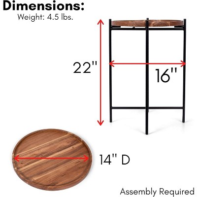 Natural Acacia Folding Side Table with Removable Tray