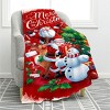 1pc Santa with Reindeer and Snowman Pattern Blanket, All Season Suitable for Bed, Sofa, Home Decor Accessory, Christmas Gifts. - 2 of 4