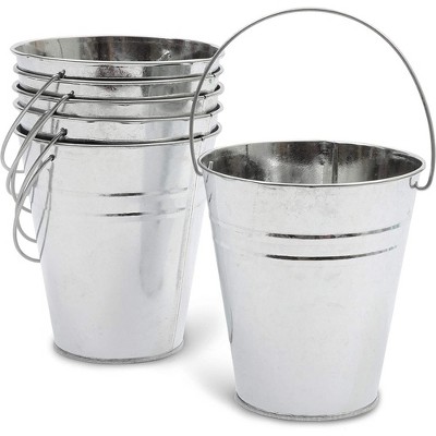 Juvale 6 Pack Galvanized Metal Buckets for Home Decoration, Garden Planters (5 x 3 inches)