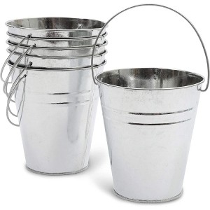 Juvale 6 Pack Galvanized Metal Buckets for Home Decoration, Garden Planters (5 x 3 inches) - 1 of 4